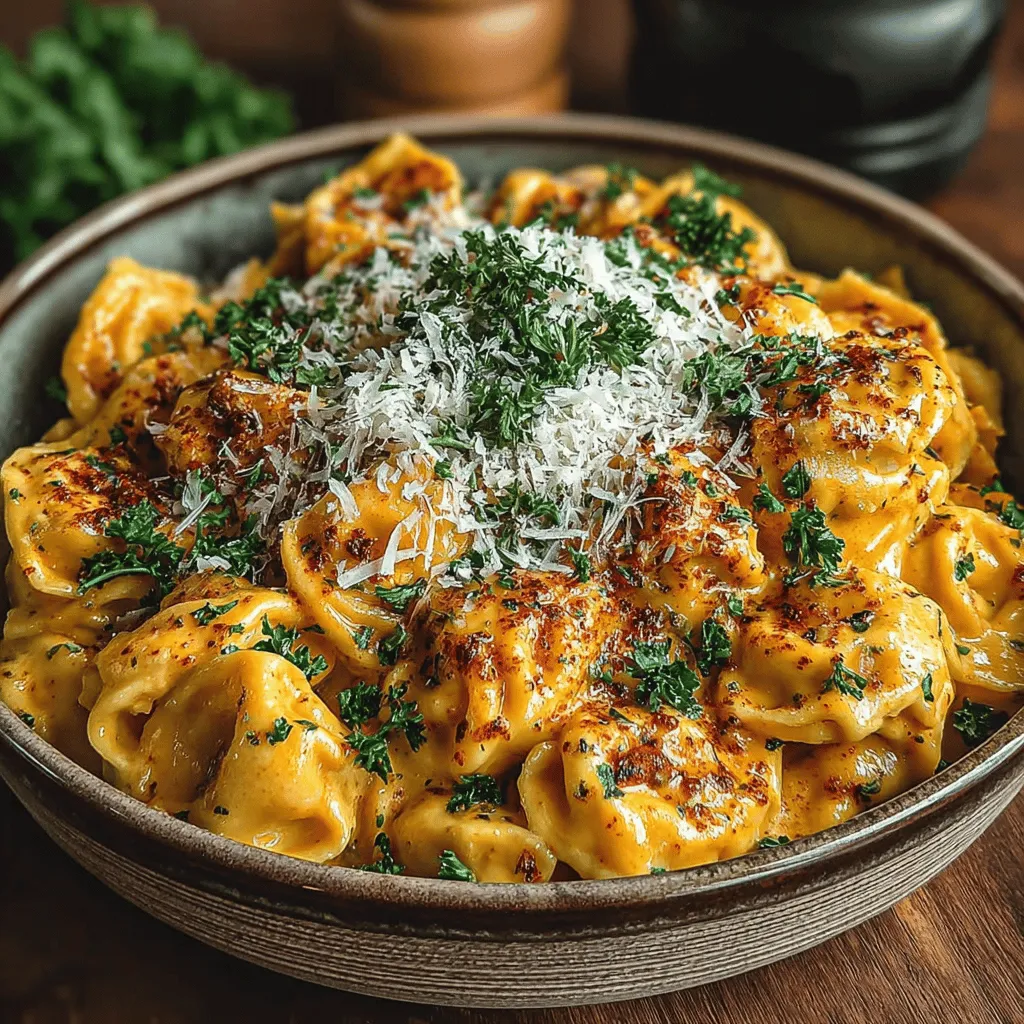 Embark on a culinary adventure with the delightful Creamy Pumpkin Alfredo Tortellini, a dish that masterfully blends the rich, comforting flavors of autumn with the creamy indulgence of Alfredo sauce. As the leaves turn golden and the air becomes crisp, this recipe transforms a simple cheese tortellini into a gourmet meal that is perfect for cozy family dinners or special occasions. The vibrant pumpkin puree not only adds a stunning visual appeal but also infuses the dish with nutritional benefits, making it a wholesome twist on traditional pasta fare.