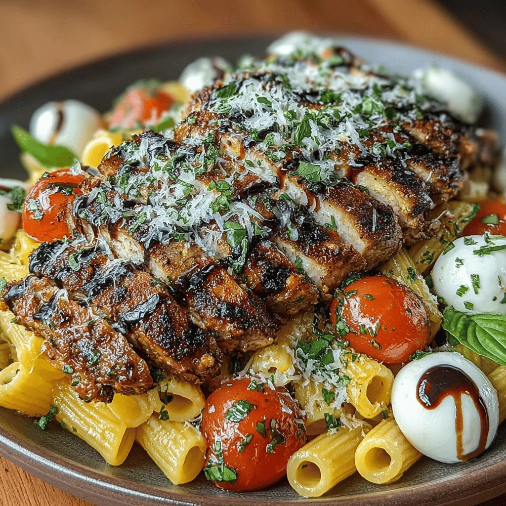 Grilled Chicken Bruschetta Pasta is an exquisite culinary creation that seamlessly blends the robust flavors of grilled chicken with the freshness of bruschetta toppings, making it an ideal dish for any occasion. Whether you’re hosting a weekend gathering, preparing a special meal for family, or simply looking for a satisfying weeknight dinner, this dish is sure to impress. The combination of succulent grilled chicken, vibrant tomatoes, and fragrant fresh basil tossed with perfectly cooked pasta creates a delightful symphony of flavors and textures that will tantalize your taste buds.