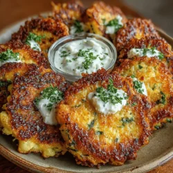 Zucchini fritters have gained popularity in kitchens around the world for their delightful crunch and savory flavor. These little morsels, which often serve as a versatile dish, can easily transition from a snack to an appetizer or even a side dish. The combination of grated zucchini and crumbled feta cheese creates a unique flavor profile that is both refreshing and indulgent. The crunchy exterior, paired with the creamy interior, makes these fritters a truly satisfying culinary experience.