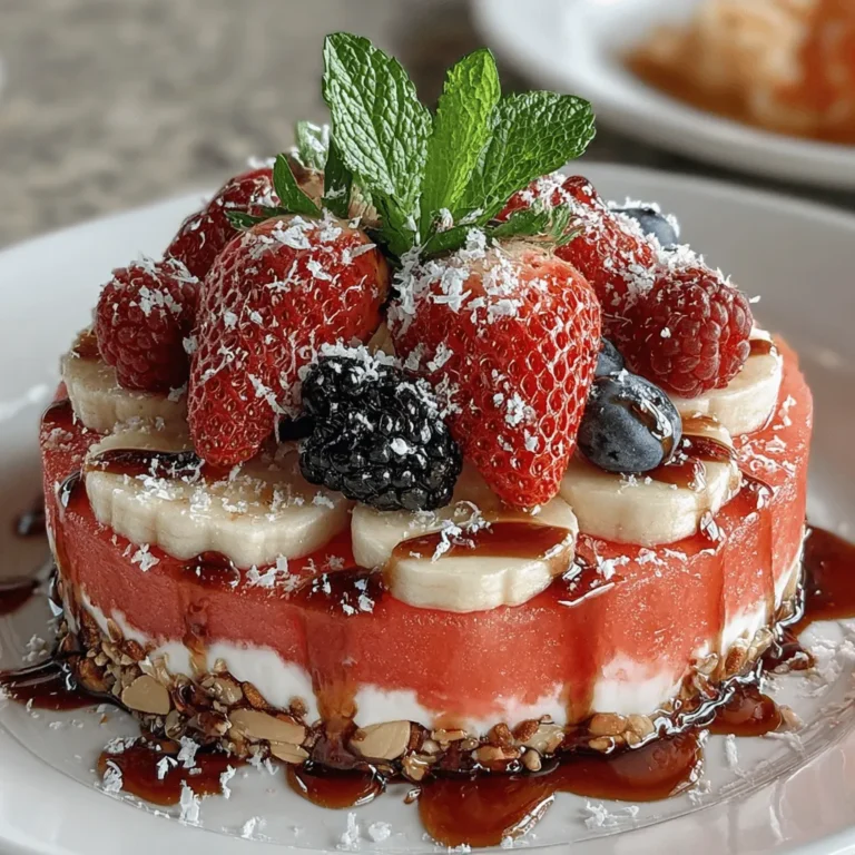 The Watermelon Wonder Pizza redefines the concept of pizza by swapping out traditional dough for a juicy slice of watermelon. This creative twist offers a deliciously healthy alternative that is naturally sweetened and rich in nutrients. As the temperatures rise, the need for light and refreshing desserts becomes paramount, and this recipe fits the bill perfectly. It provides a guilt-free way to indulge in a dessert that not only satisfies cravings but also nourishes the body with essential vitamins and minerals.