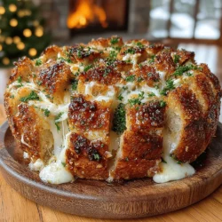 When it comes to appetizers that impress, cheesy garlic pull-apart bread stands out as a true crowd-pleaser. This delectable dish combines the comforting goodness of melted cheese, the aromatic essence of garlic, and the freshness of herbs, making it an ideal choice for gatherings, parties, or even a cozy family dinner. Whether served alongside a hearty soup or as a standalone snack, this bread is sure to elevate any meal with its inviting aroma and irresistible flavors. Best of all, it’s remarkably easy to prepare, allowing you to focus on enjoying the company of your loved ones while your kitchen fills with the mouthwatering scent of freshly baked bread.