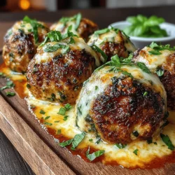 Cheesy Spinach-Packed Meatballs
