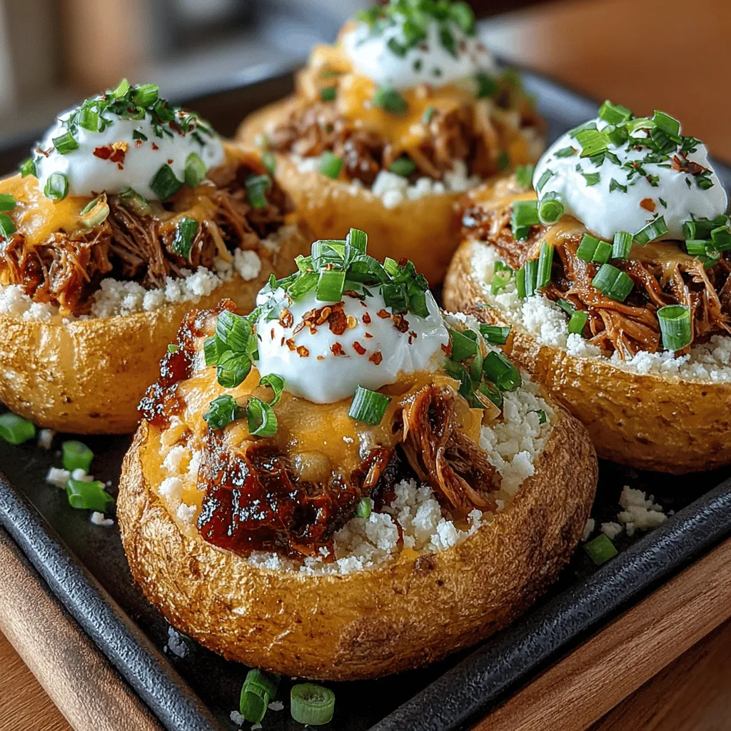 Potato skins have long held a cherished spot in the realm of appetizers, celebrated for their versatility and ability to cater to a wide range of tastes. Whether served at a cozy family gathering or a lively game-day party, potato skins are a crowd-pleaser that never fails to impress. They serve as a delightful canvas, inviting an array of toppings and flavors. In this article, we will explore a mouthwatering variation: Mini BBQ Chicken Potato Skins. This dish elevates the classic appetizer with smoky, savory BBQ chicken, crisp potatoes, and gooey melted cheese, creating a perfect snack that promises to be a hit at your next event.