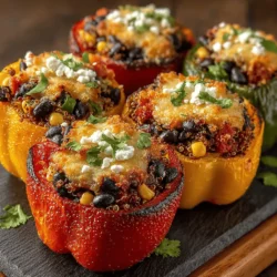 Sweet & Spicy Peach Stuffed Peppers