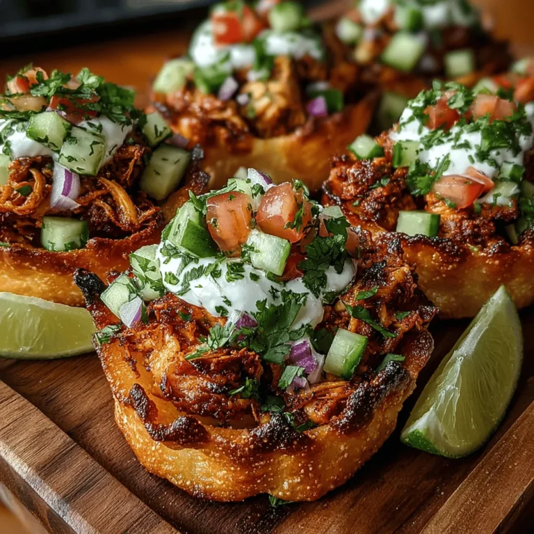 Mini Chicken Tikka Naan Cups are a delightful fusion dish that brings together the rich, aromatic flavors of Indian cuisine and the convenience of bite-sized servings. These savory cups are perfect for a variety of occasions, whether you are hosting a casual get-together, planning a festive celebration, or simply looking for a unique and delicious way to enjoy a meal. Their versatility makes them an excellent choice for appetizers, party snacks, or even a fun family dinner.