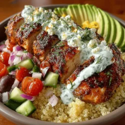 To truly appreciate the Zesty Greek Chicken Bowl, it’s essential to understand the key ingredients that make it shine. Each element contributes not only to the dish’s robust flavor profile but also offers various health benefits that align with the principles of a balanced Mediterranean diet.