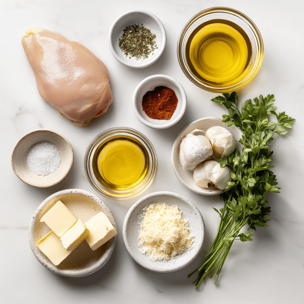 Ingredients for Creamy Garlic Butter Chicken Skillet: Fast and Flavorful